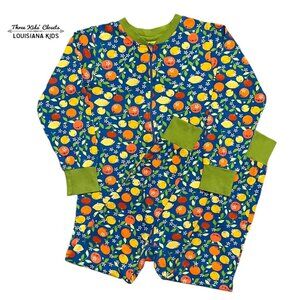 DUNS Sweden Sz 134 (9Y) Citrus Fruit Zipper Sleeper Pajamas